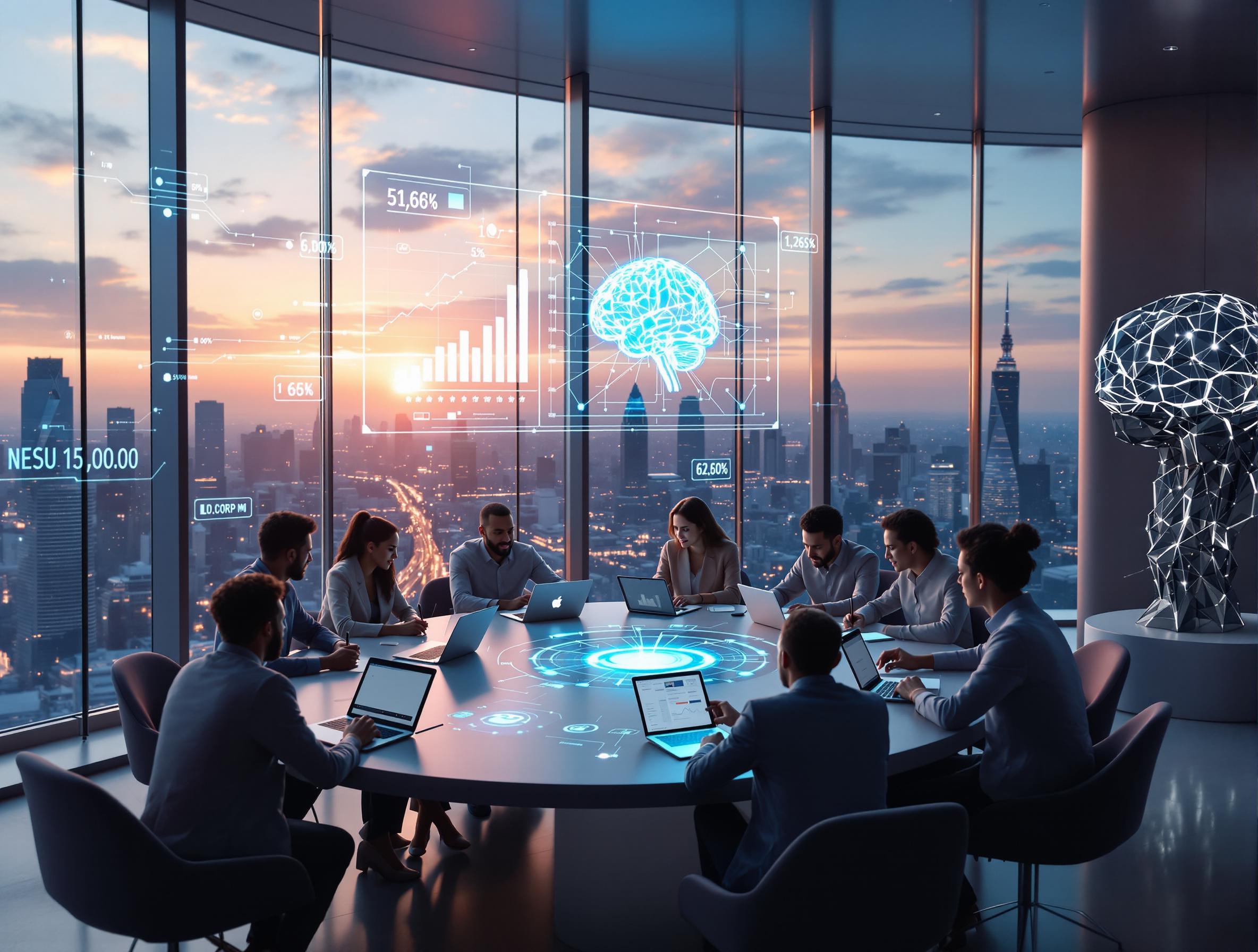 Personnes collaborant sur un projet d'intelligence artificielle